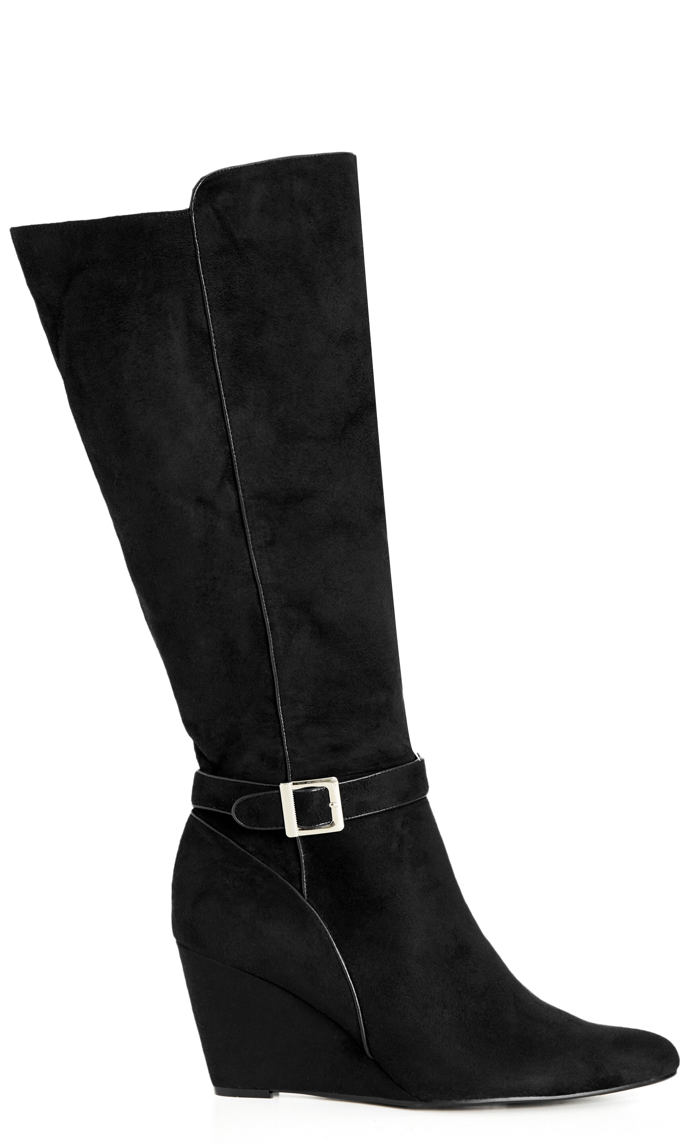 WIDE FIT Clea Knee Wedge Boot - black, BLACK, alternate image number 2