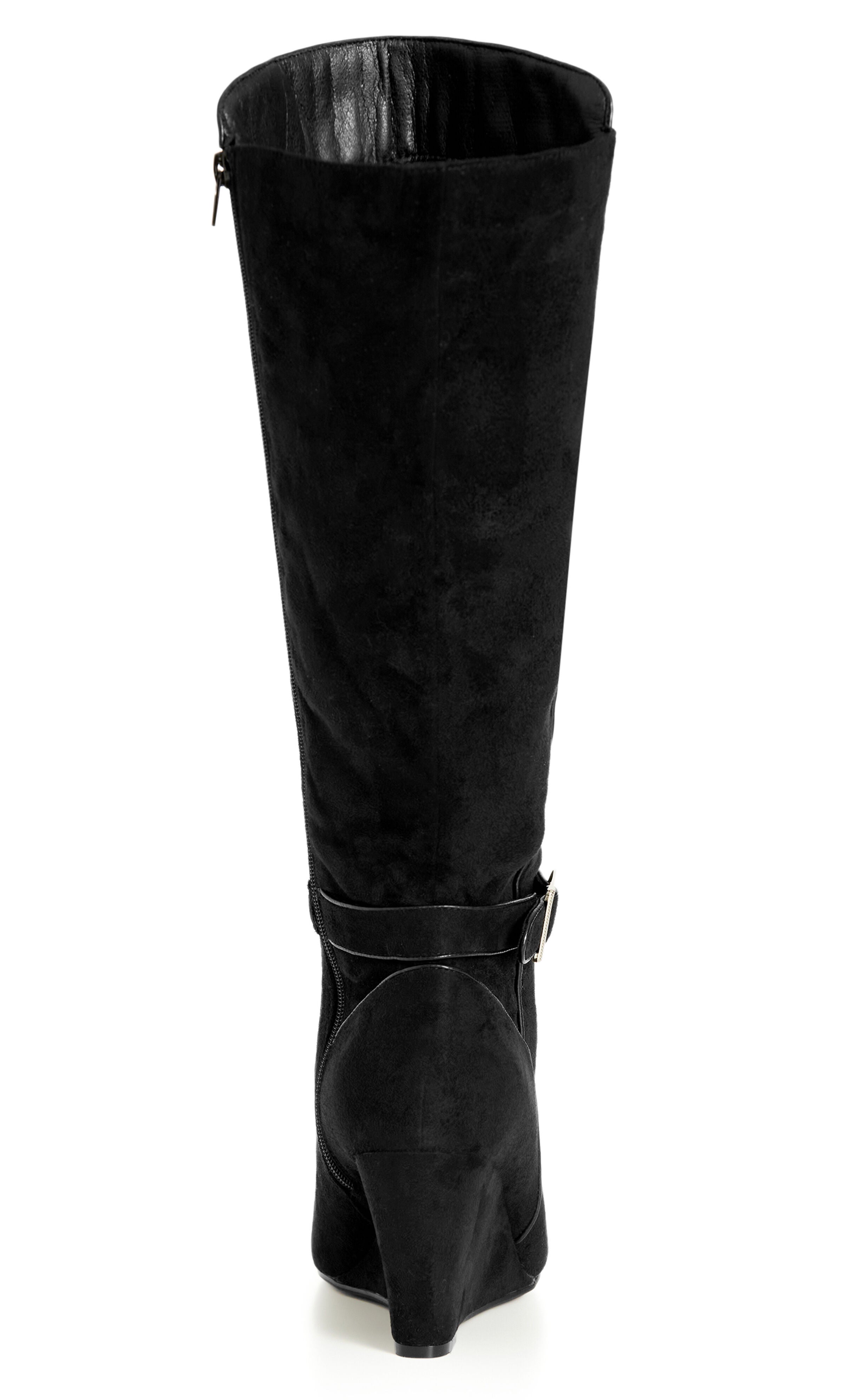 WIDE FIT Clea Knee Wedge Boot - black, BLACK, alternate image number 3
