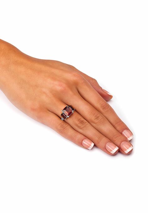 Sterling Silver 3 Square Simulated Birthstone Ring, , alternate image number null
