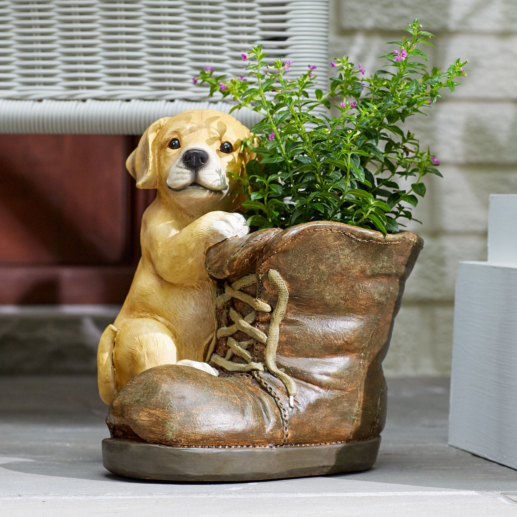 Dog with Boot Planter, MULTI, hi-res image number 0