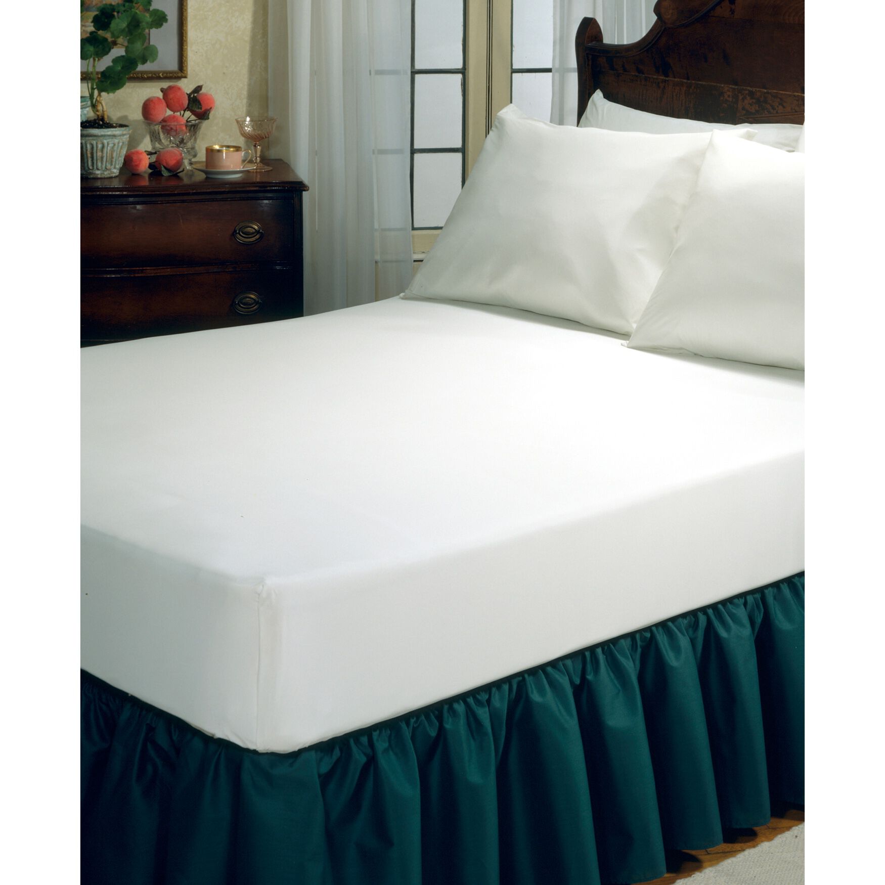 Fresh Ideas Fitted Vinyl Mattress Protector, WHITE, hi-res image number 0