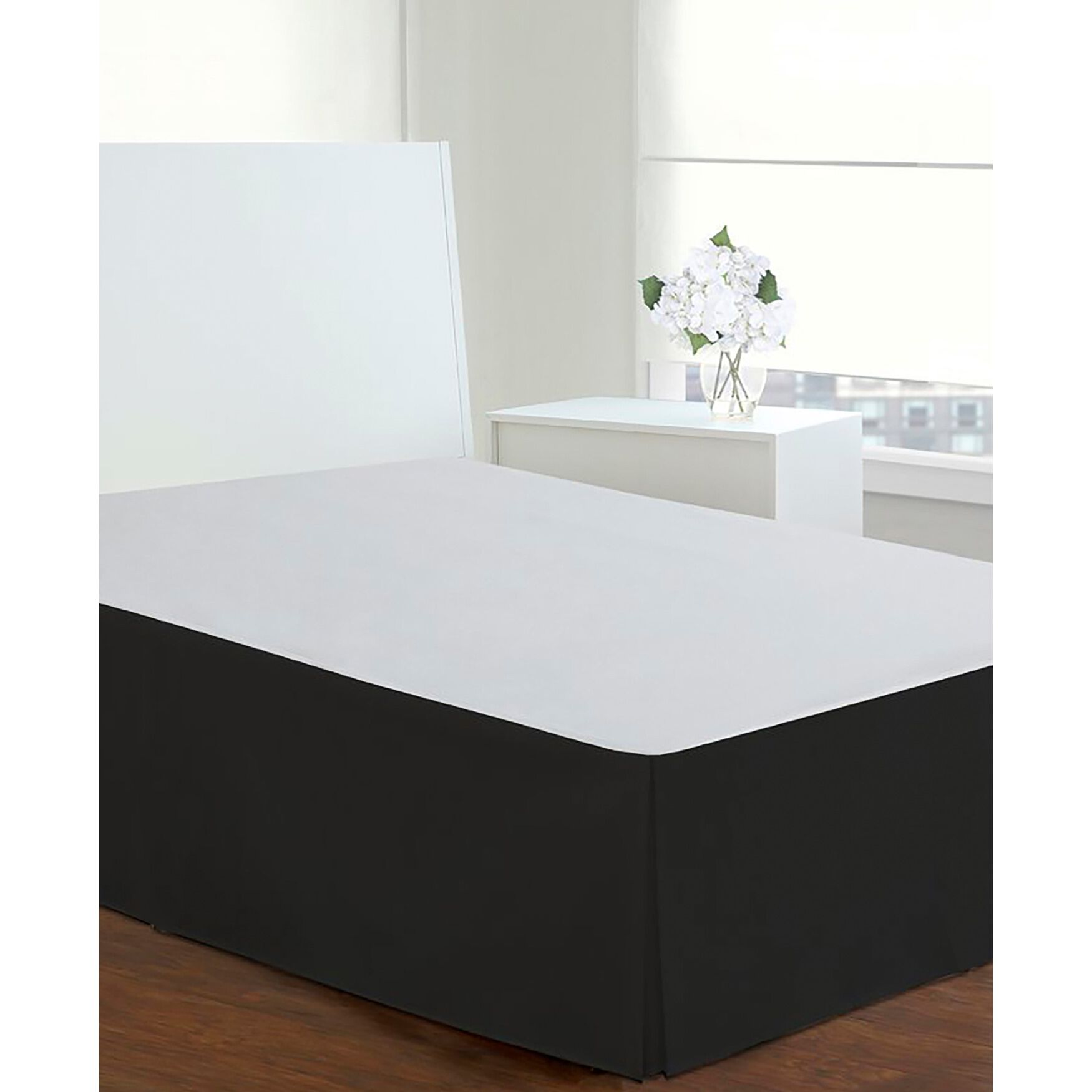 Luxury Hotel Classic Tailored 14 inches Drop Black Bed Skirt, , on-hover image number 1