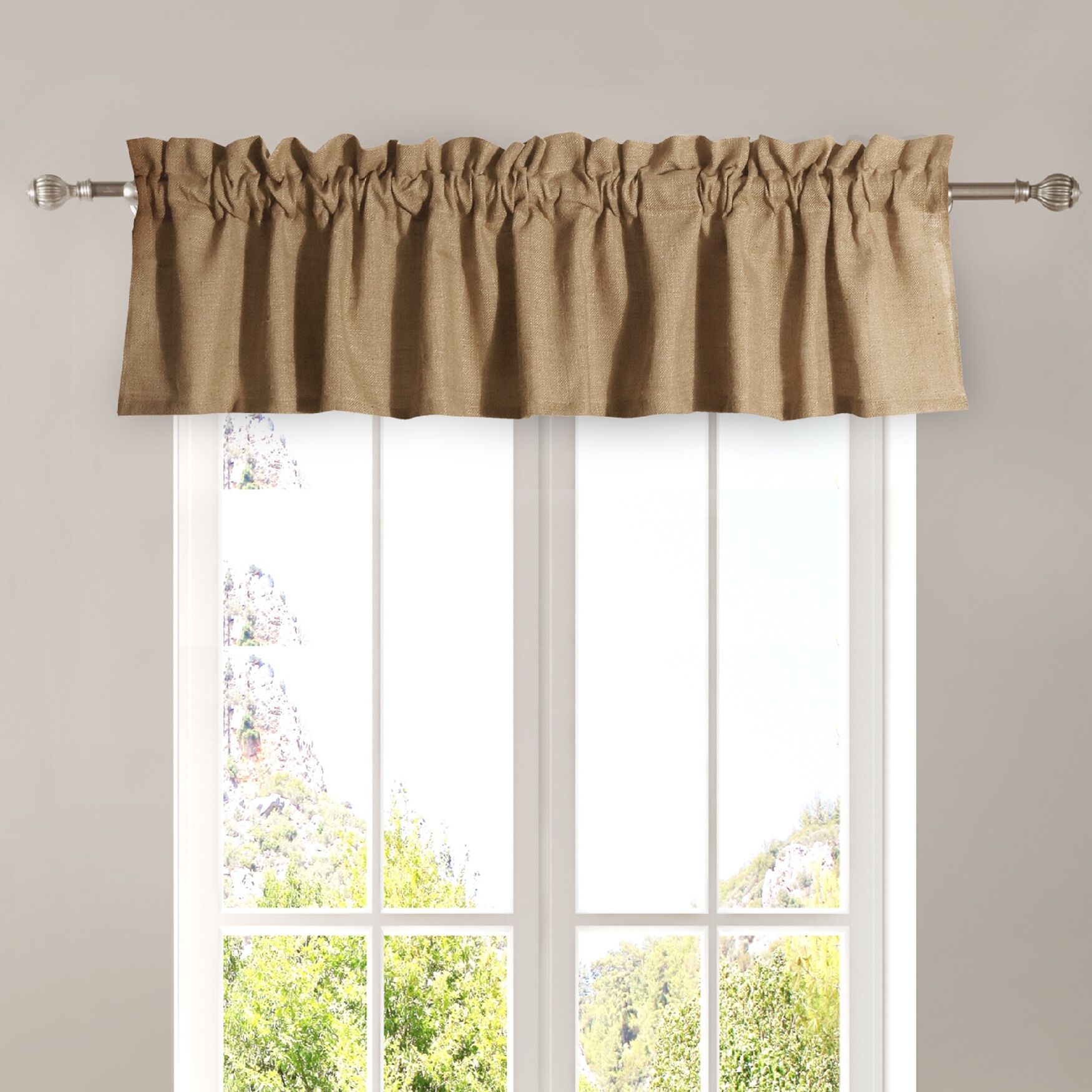 Burlap Natural Window Valance , NATURAL, hi-res image number 0