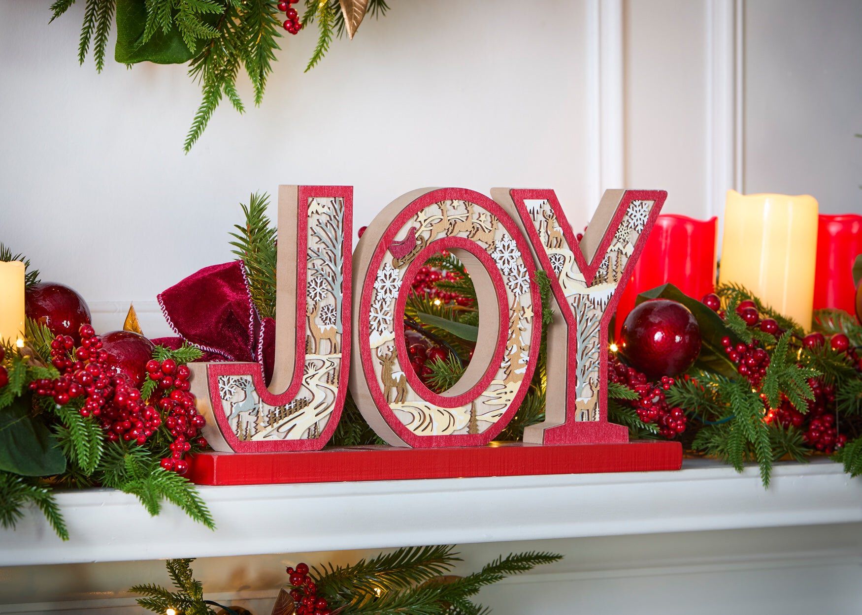 17" Laser Cut Wooden Joy Sign