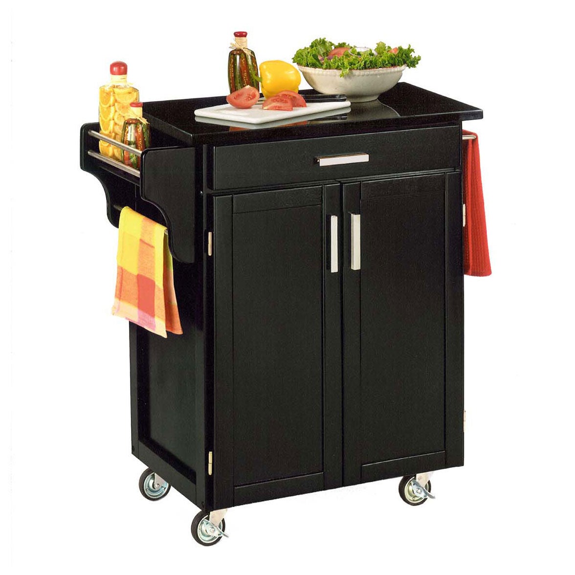 Black Finish Create a Cart with Black Granite Top , BLACK BLACK, hi-res image number 0