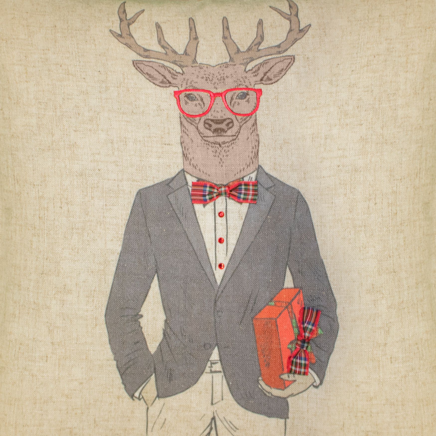 Holiday Christmas Plaid Reindeer Girlfriend Decorative Pillow , , alternate image number 2