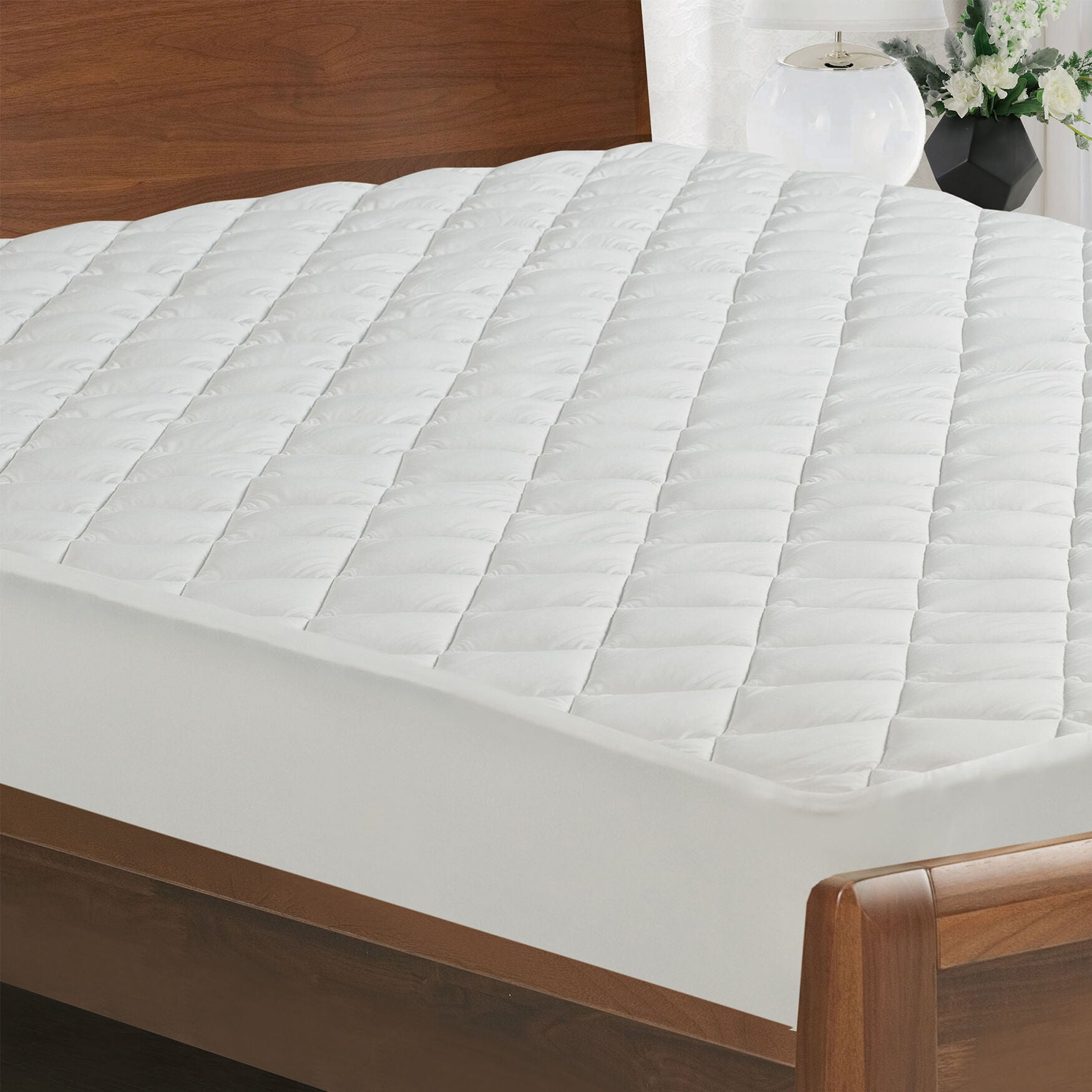 All-In-One All Season Reversible Cooling & Warming Fitted Mattress Pad, Twin, , on-hover image number 1