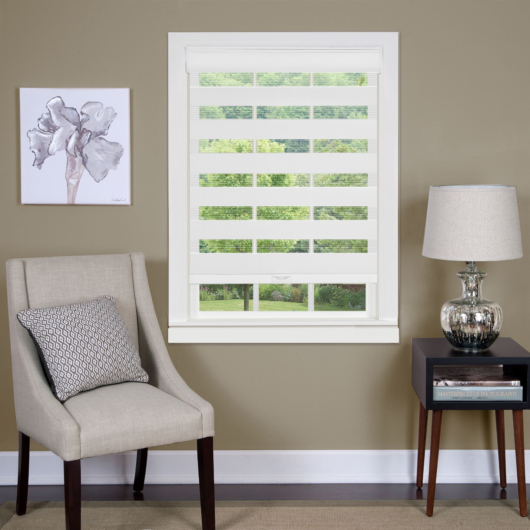 Cordless Celestial Sheer Double Layered Shade, WHITE, hi-res image number 0