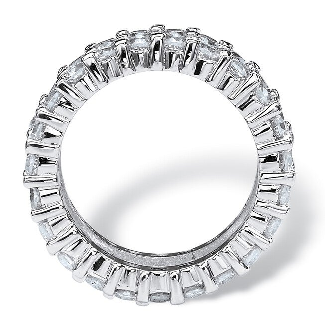 Platinum over Silver Baguette Eternity Bridal Ring Cubic Zirconia, , on-hover image number null