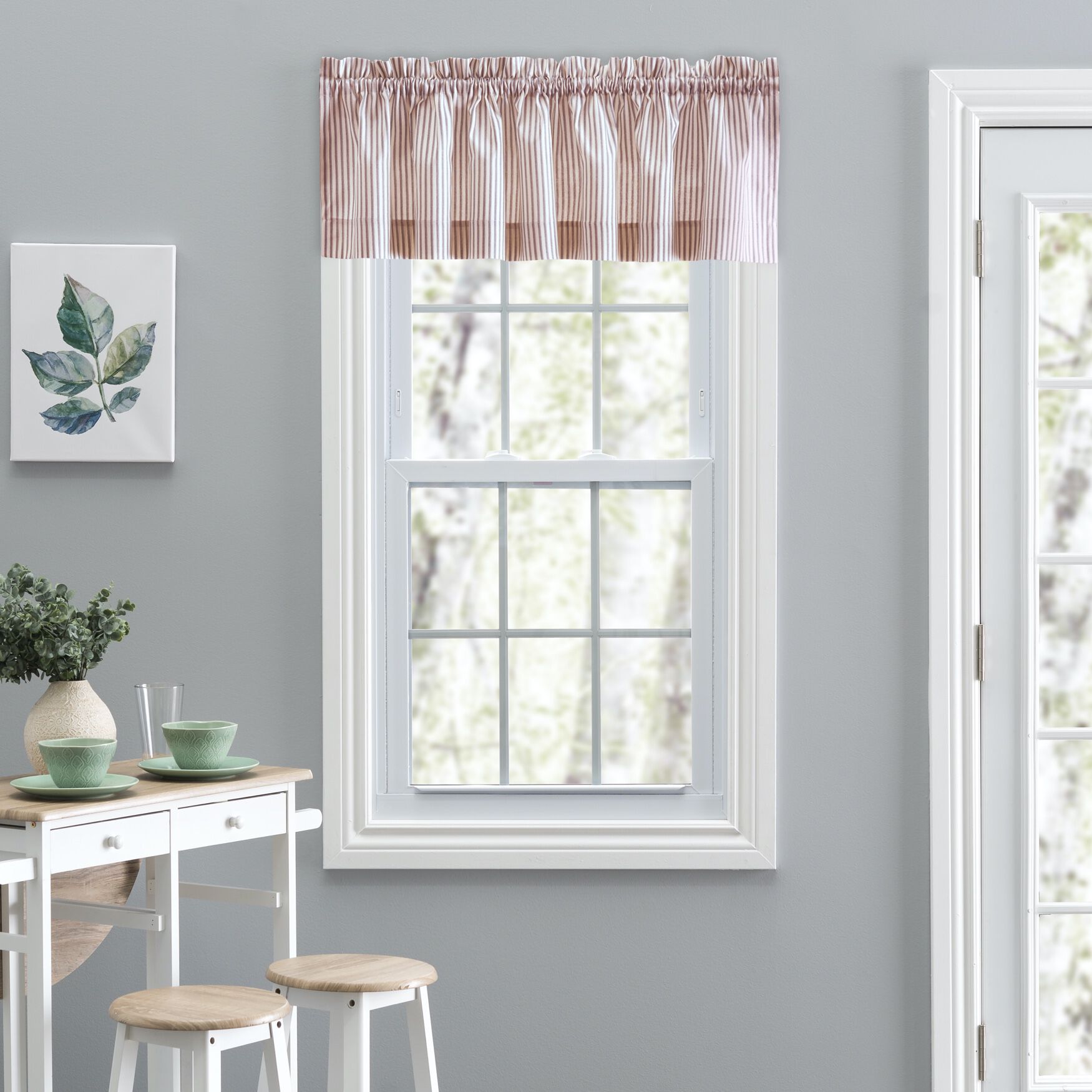 Plaza Stripe Tailored Valance, BRICK, hi-res image number 0
