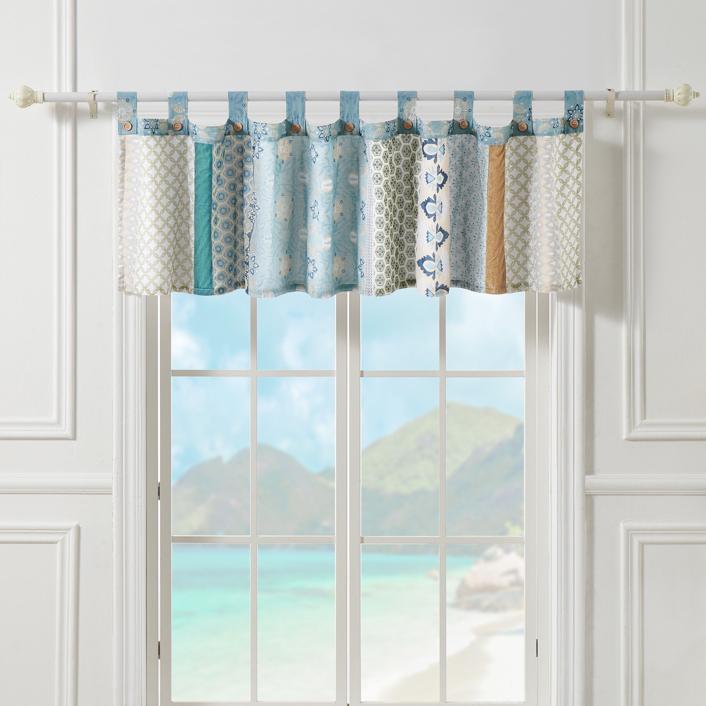 Thalia Window Treatment Valance Curtains, Tango, BLUE, alternate image number 2
