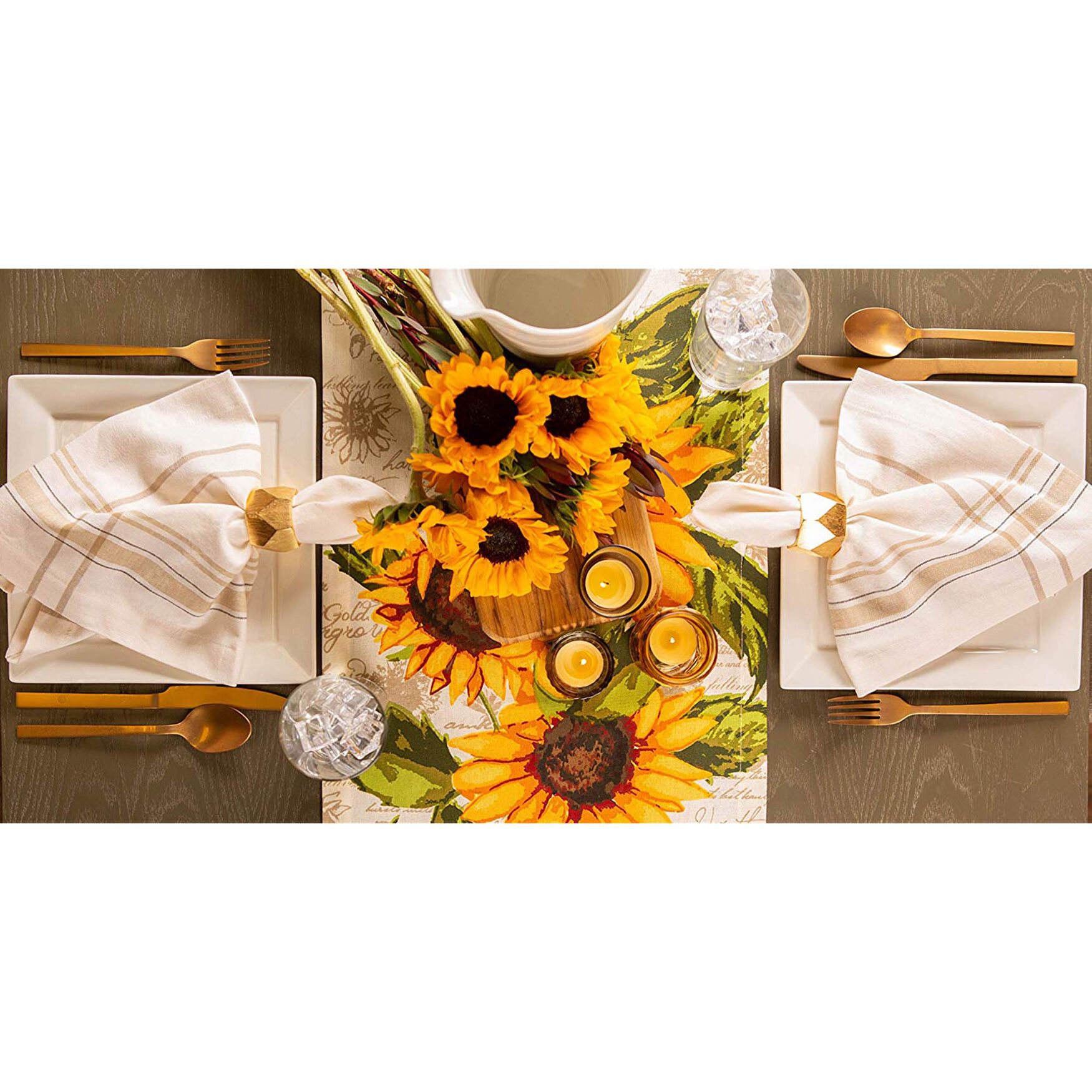 Rustic Sunflowers Printed Table Runner 14x108, , alternate image number 5