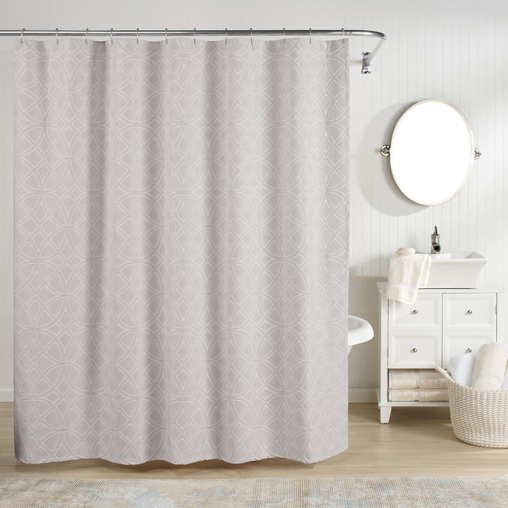 Bogart European Matelass&eacute; Shower Curtain, GREY, hi-res image number 0
