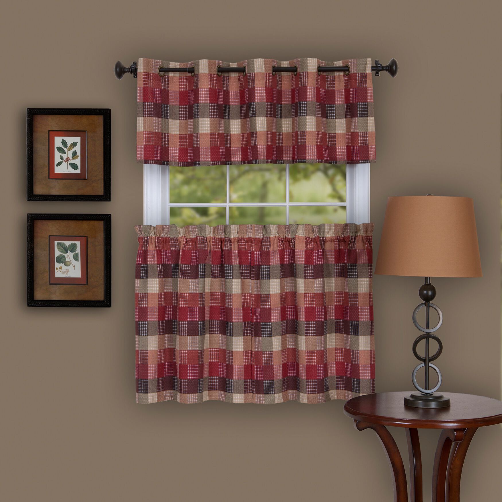 Harvard Valance w/10 Sm Grommets, BURGUNDY, hi-res image number 0