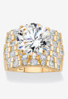 Gold over Sterling Silver Round Ring Cubic Zirconia (9 cttw TDW), GOLD, hi-res image number null