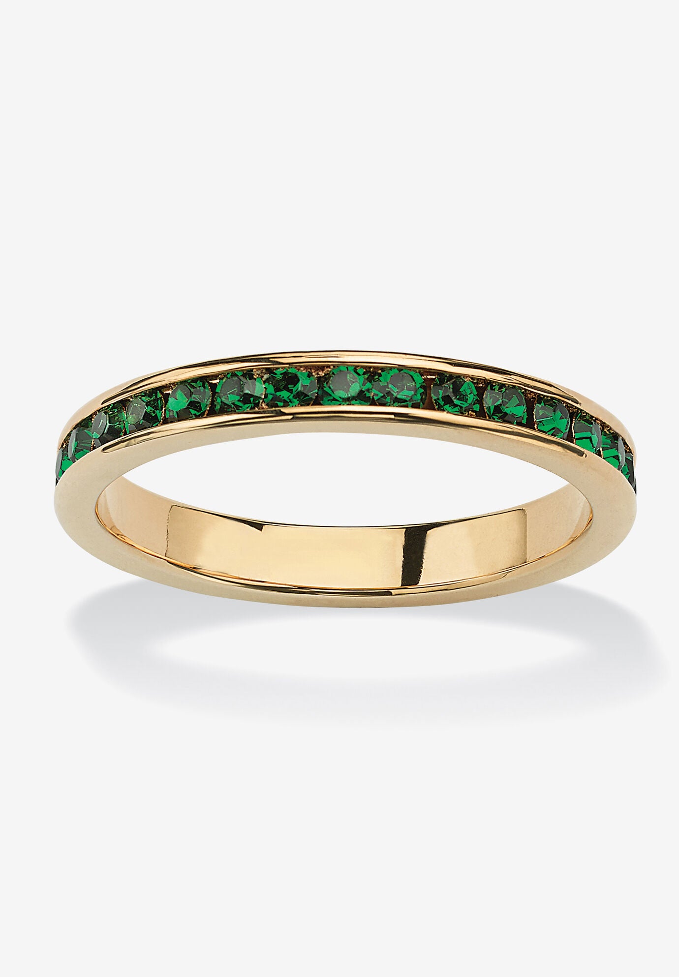 Yellow Gold Plated Simulated Birthstone Eternity Ring, MAY, hi-res image number 0