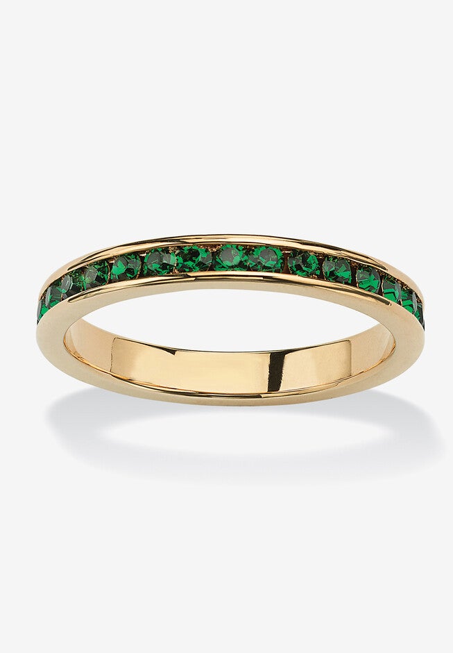 Yellow Gold Plated Simulated Birthstone Eternity Ring, MAY, hi-res image number 0