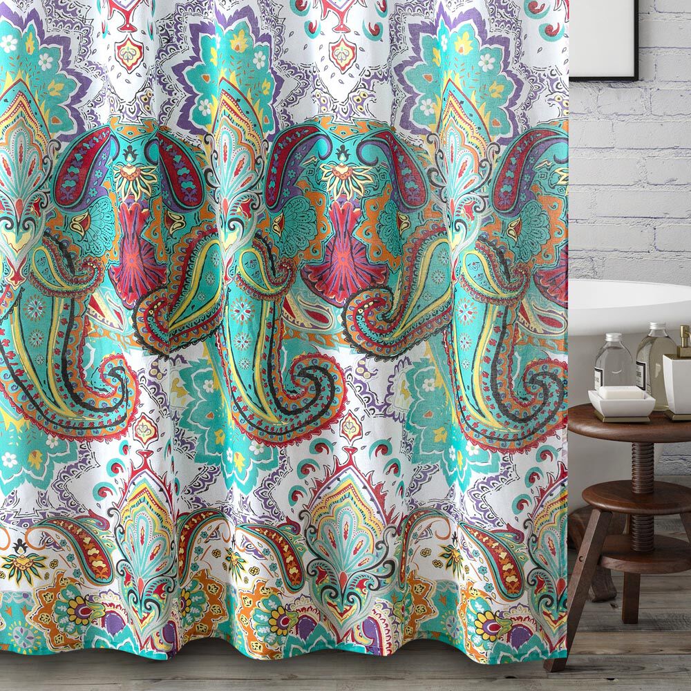 Nirvana Bath and Shower Curtain, TEAL, hi-res image number 0