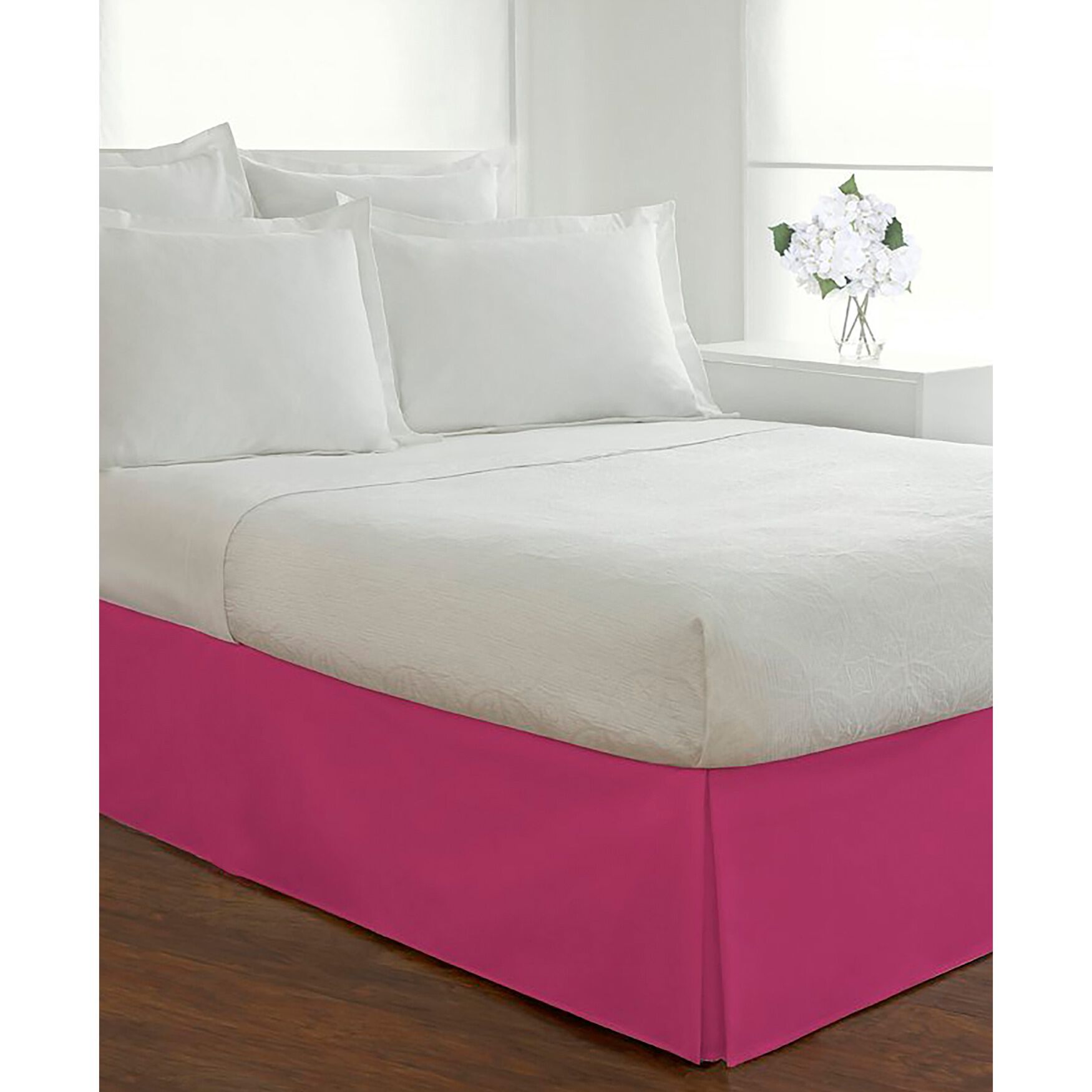 Luxury Hotel Classic Tailored 14 inches Drop Pink Bed Skirt, PINK, hi-res image number 0
