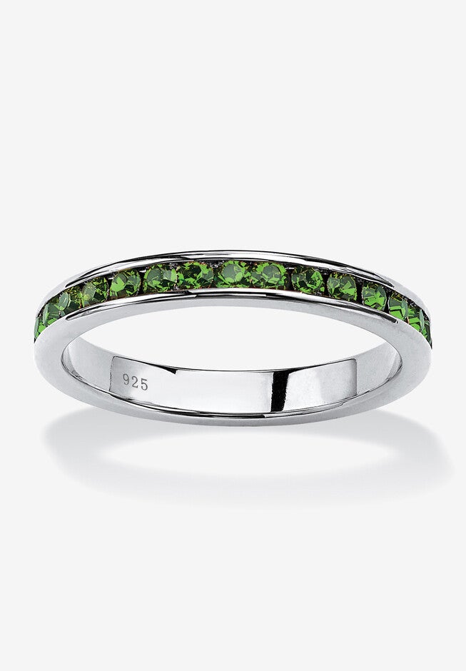 Sterling Silver Simulated Birthstone Stackable Eternity Ring, AUGUST, hi-res image number 0