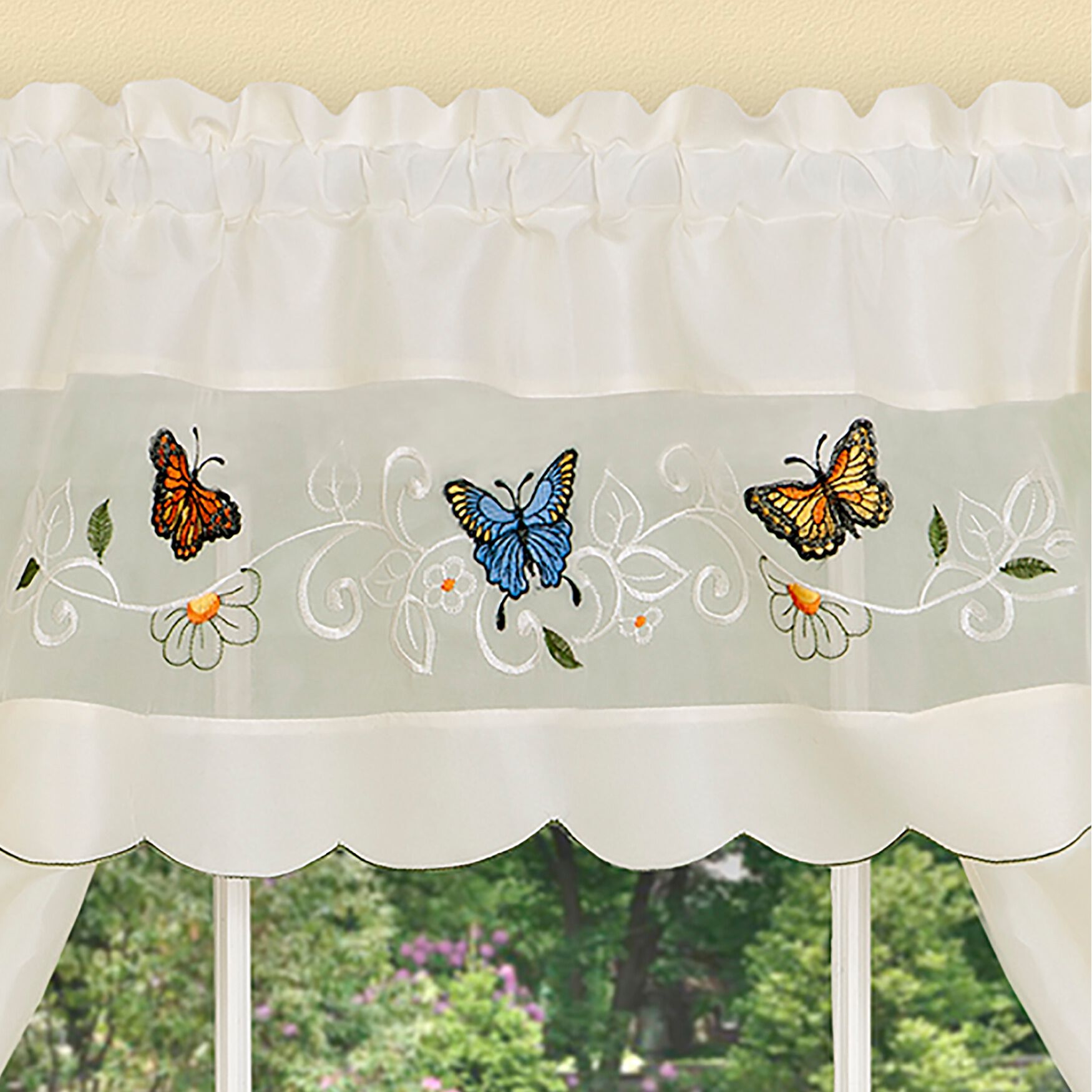 Daisy Meadow Embellished Cottage Window Curtain Set, , alternate image number 2