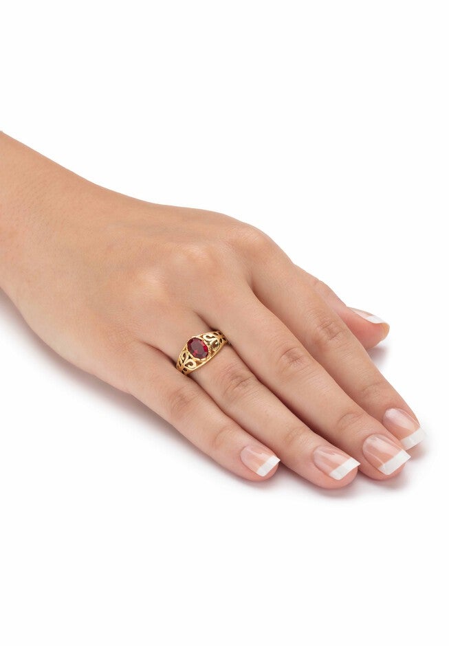 Gold over Sterling Silver Open Scrollwork Simulated Birthstone Ring, , alternate image number 2