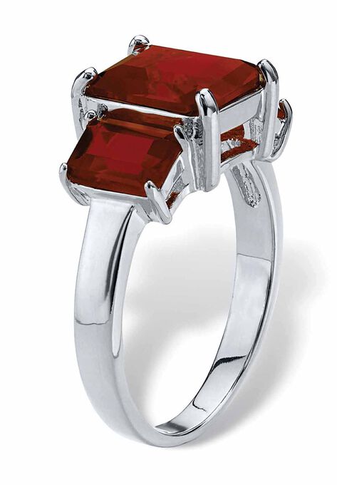 Sterling Silver 3 Square Simulated Birthstone Ring, , on-hover image number null
