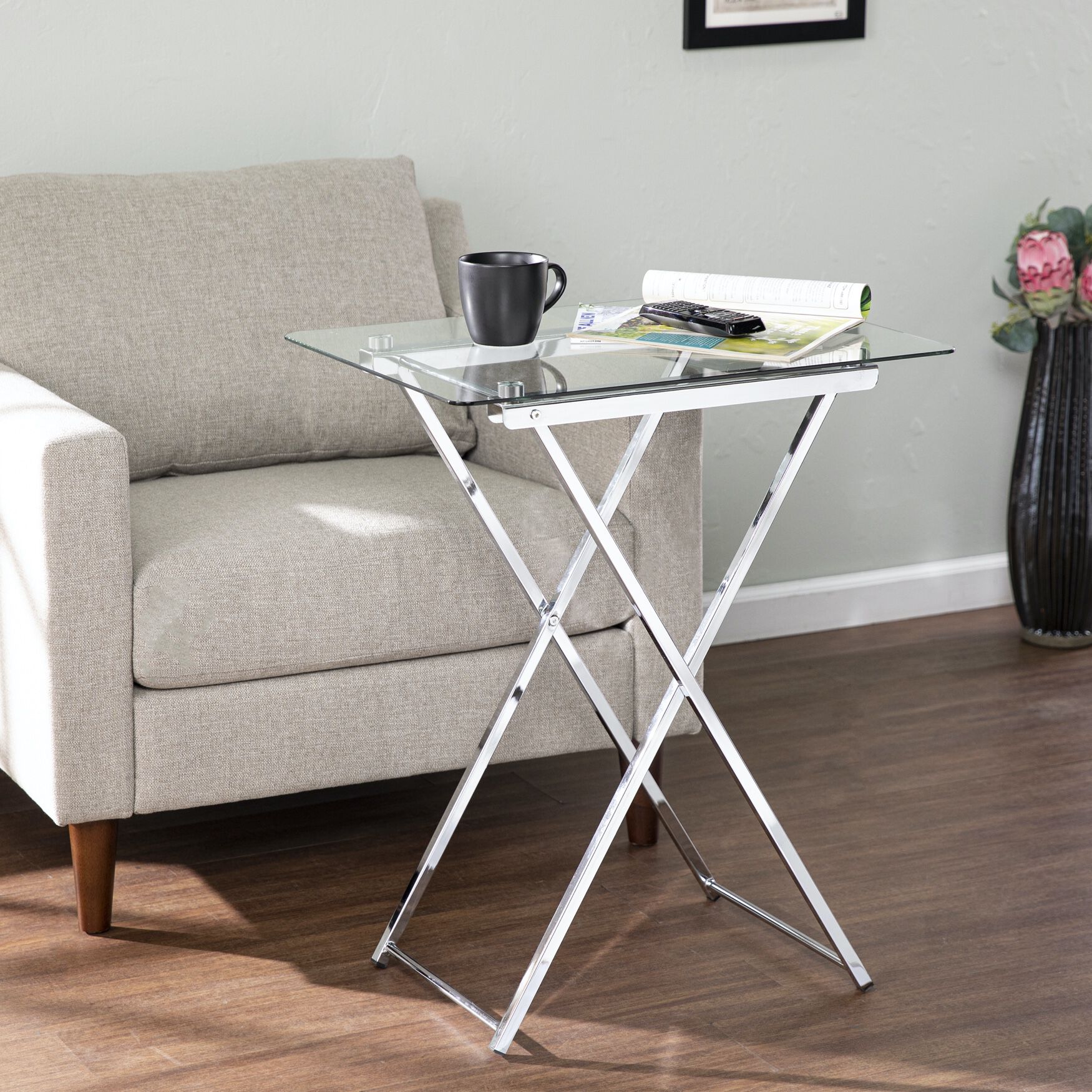 Meridino Folding Tray Table, CHROME, hi-res image number 0