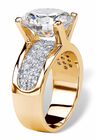 Yellow Gold-Plated Round Engagement Anniversary Ring Cubic Zirconia, , on-hover image number null