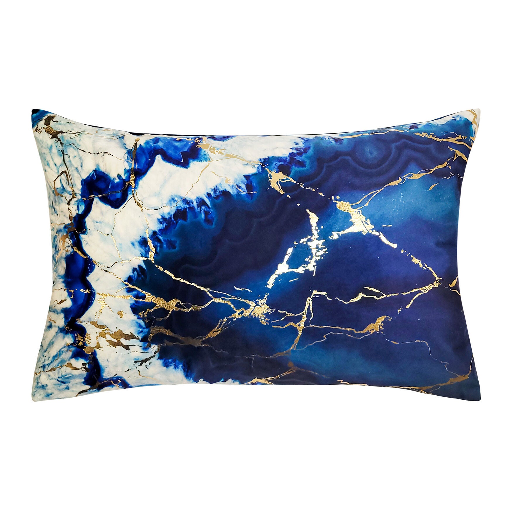 Edie@Home Velvet Geode Metallic Lumbar Decorative Pillow Dec Pillow, MEDIUM BLUE, hi-res image number 0