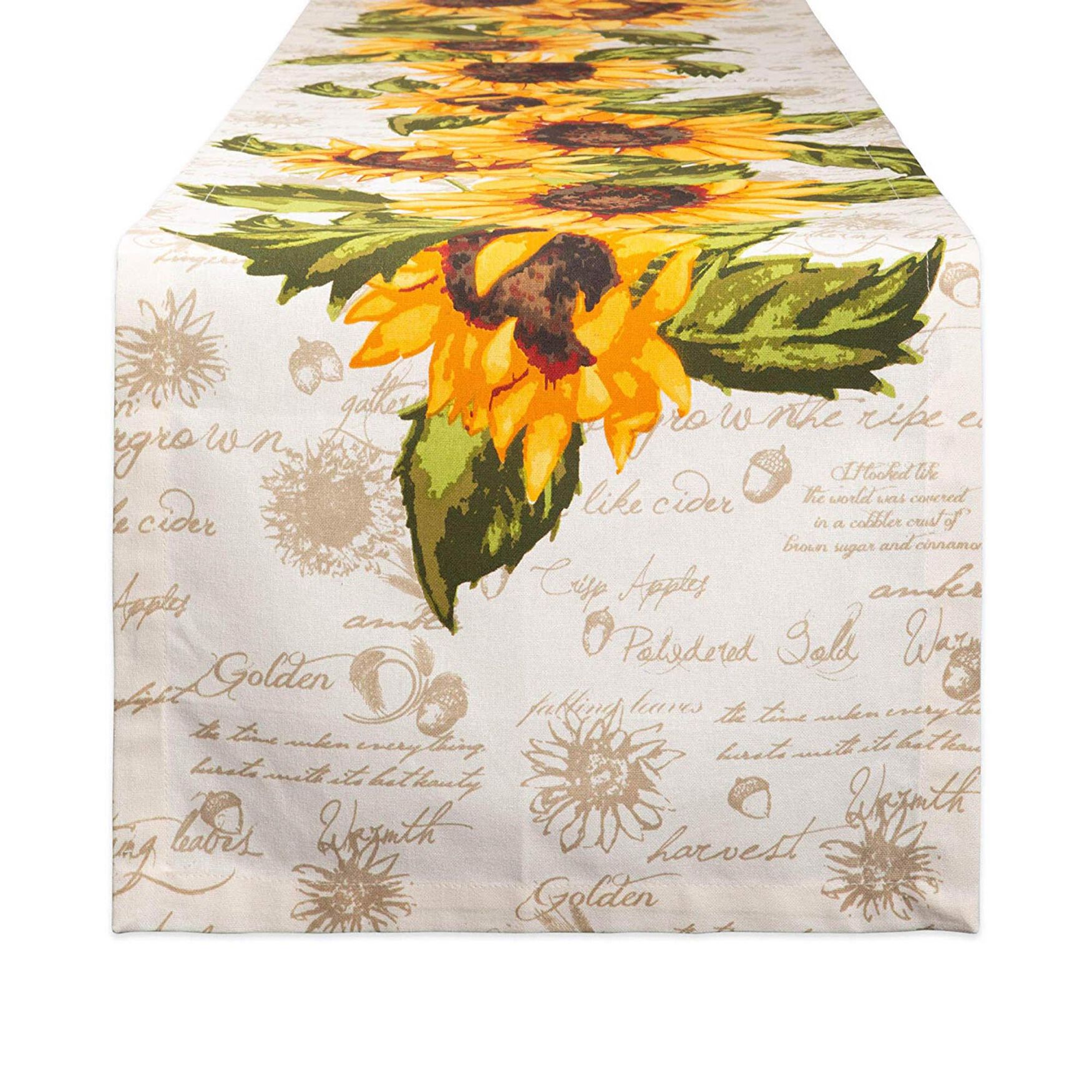 Rustic Sunflowers Printed Table Runner 14x108, YELLOW, hi-res image number 0