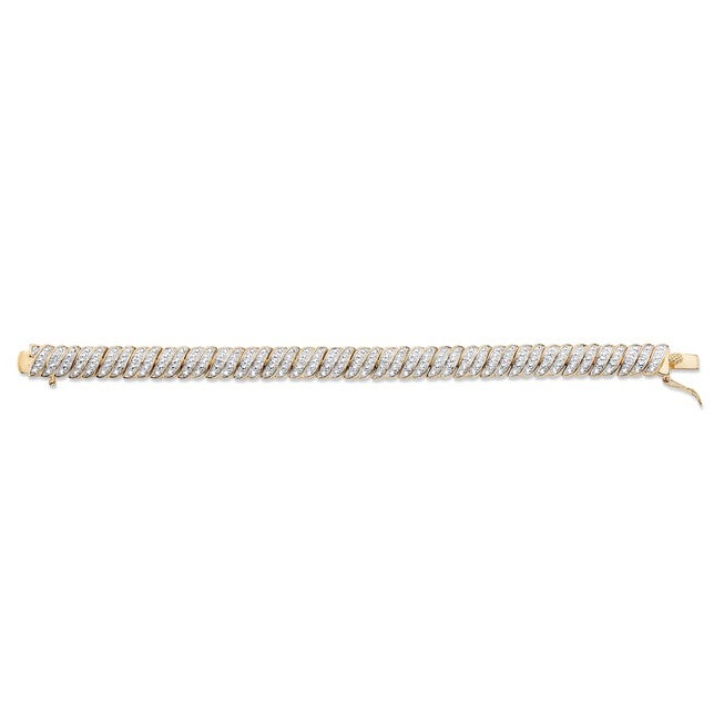Yellow Gold Plated Tennis Bracelet (10mm), Genuine Diamond Accent 7", , alternate image number null