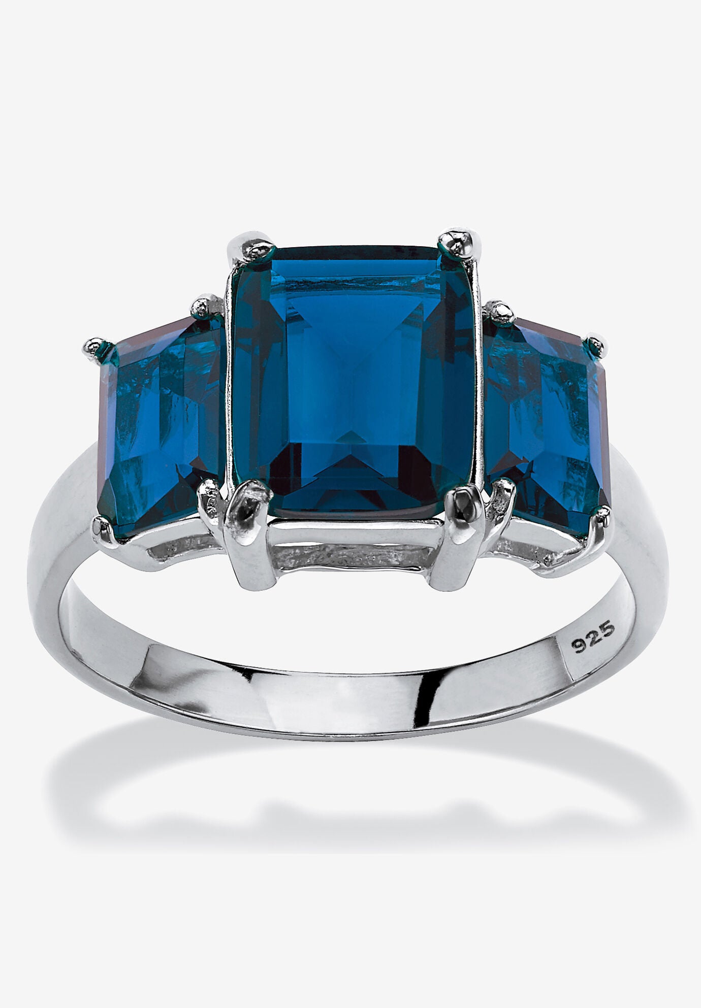 Sterling Silver 3 Square Simulated Birthstone Ring, SEPTEMBER, hi-res image number 0