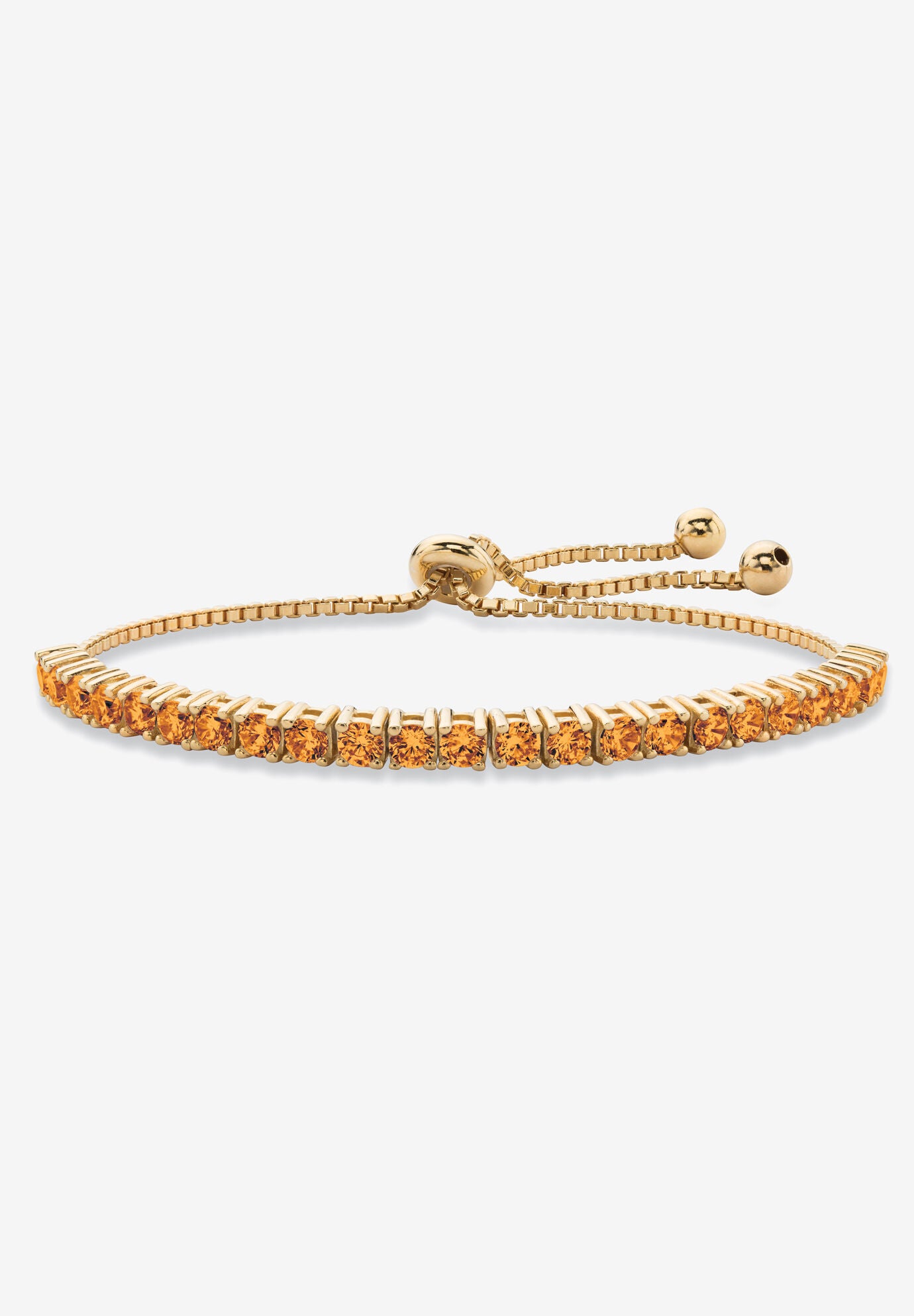 Gold-Plated Bolo Bracelet, Simulated Birthstone 9.25 inches Adjustable, NOVEMBER, hi-res image number 0