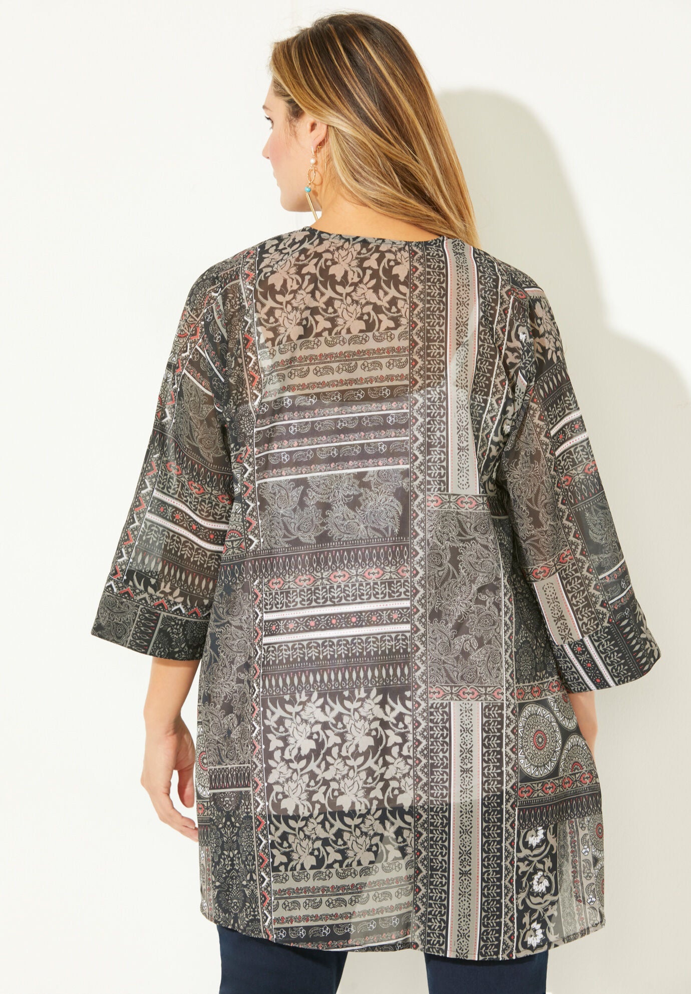 Georgette Cascade Kimono, , on-hover image number 1