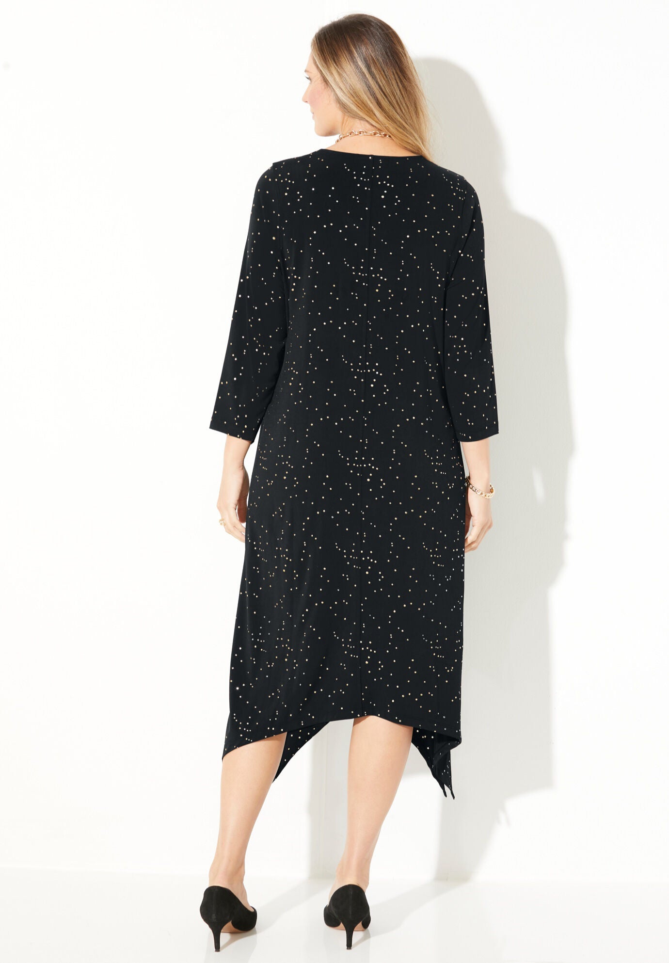 Metallic Dot Shark-Bite Dress, , on-hover image number 1