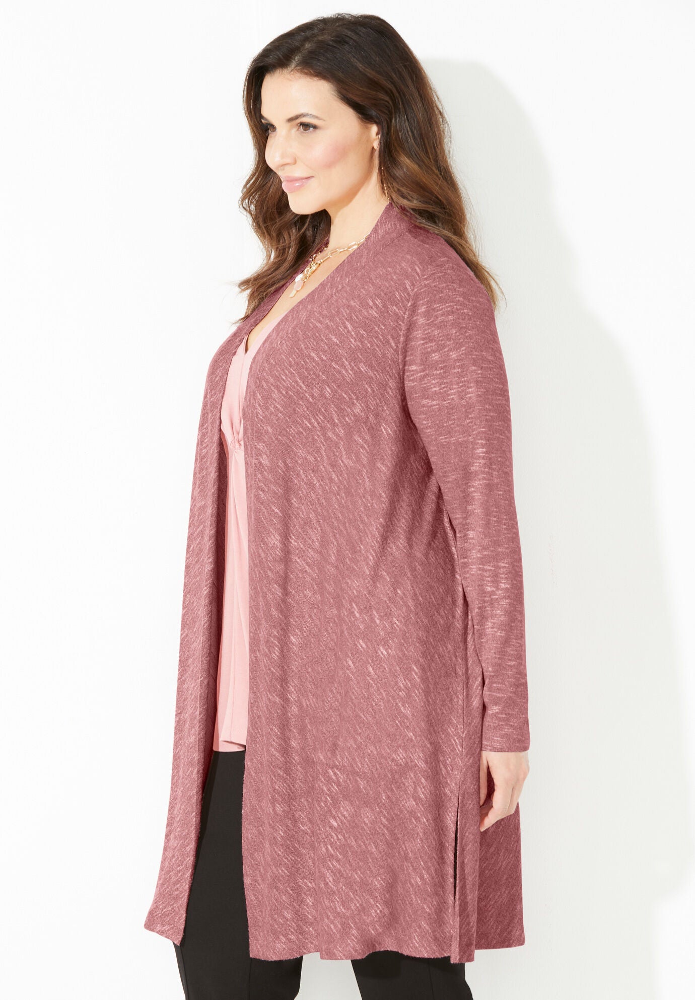 Curvy Collection Duster Cardigan, , alternate image number 2