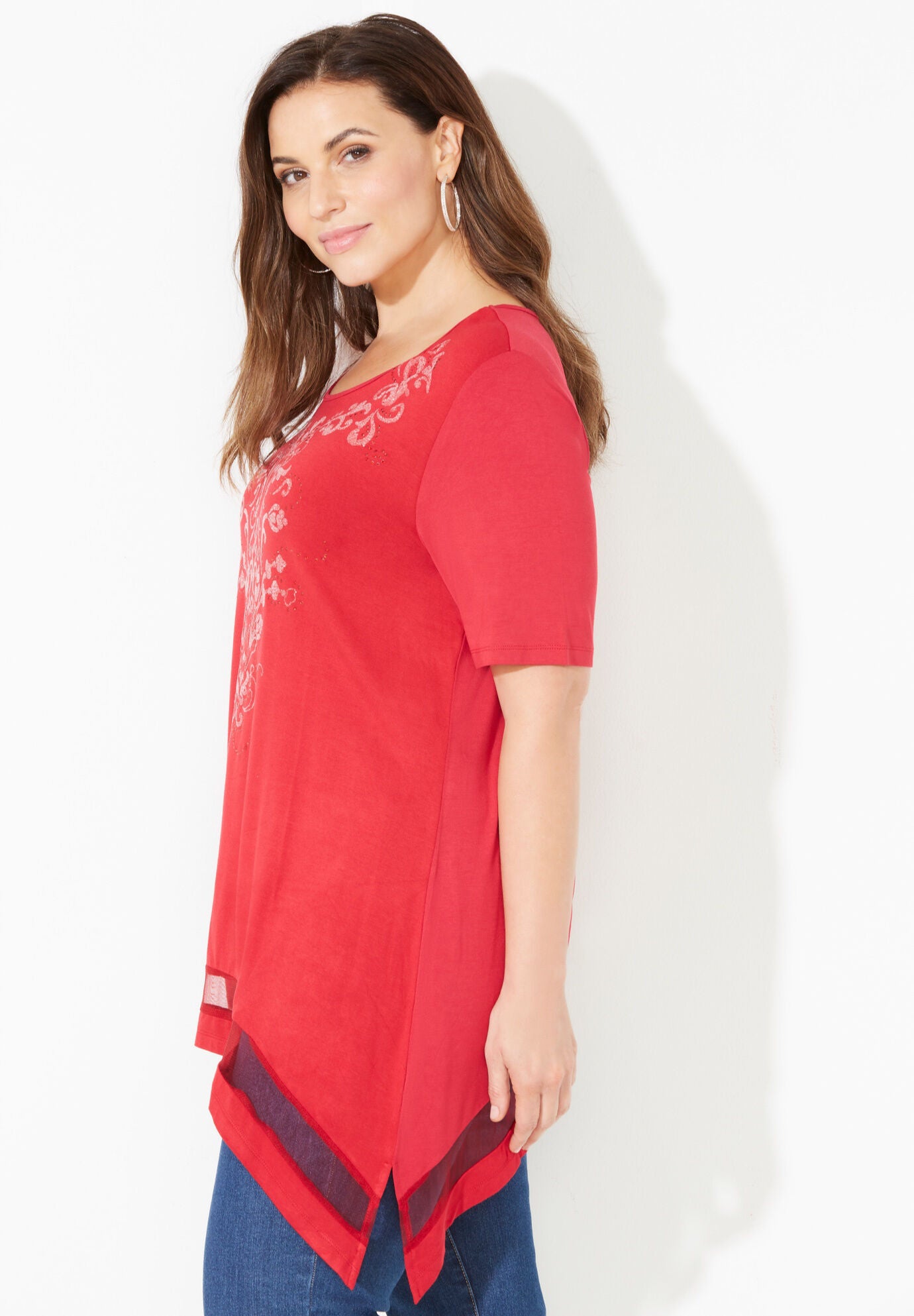 Mesh Hem Shark-Bite Top, , alternate image number 2