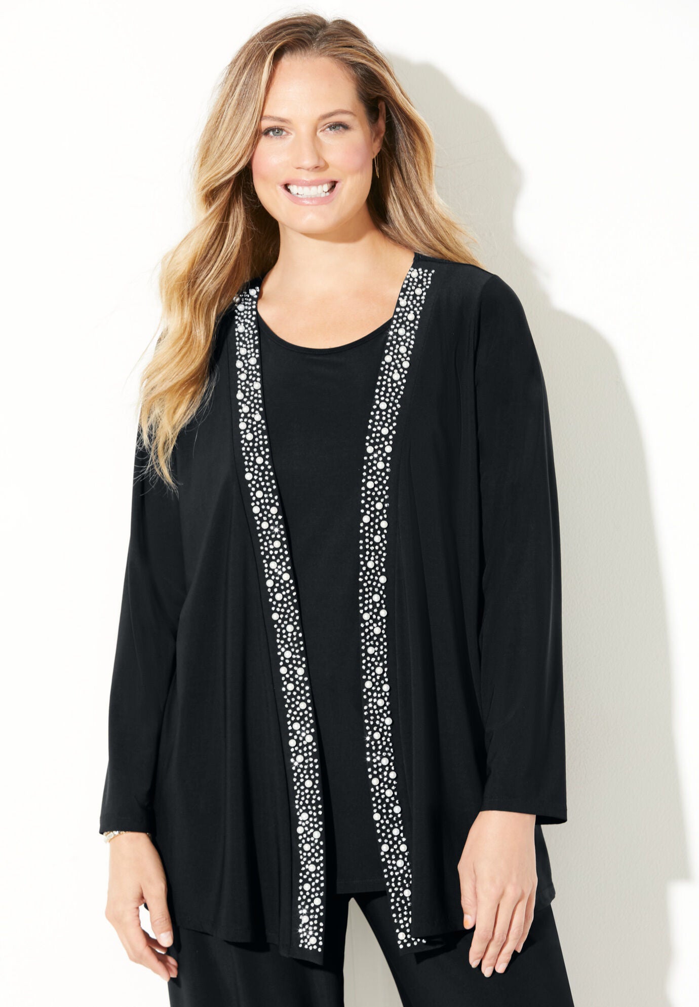 Beaded Trim 3-Piece Jacket Pant Set, , alternate image number 3