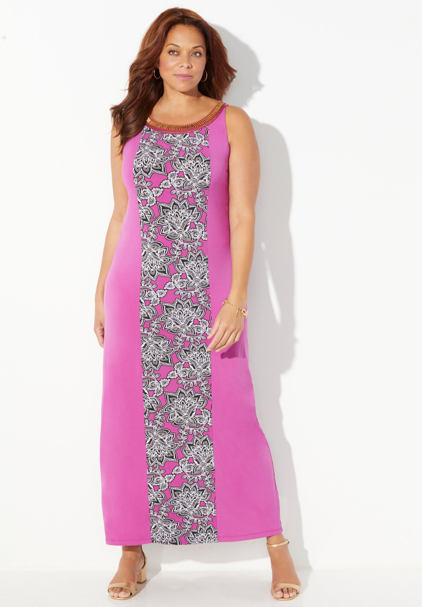 Illusions Maxi Dress, BERRY PINK LACE PAISLEY, hi-res image number 0