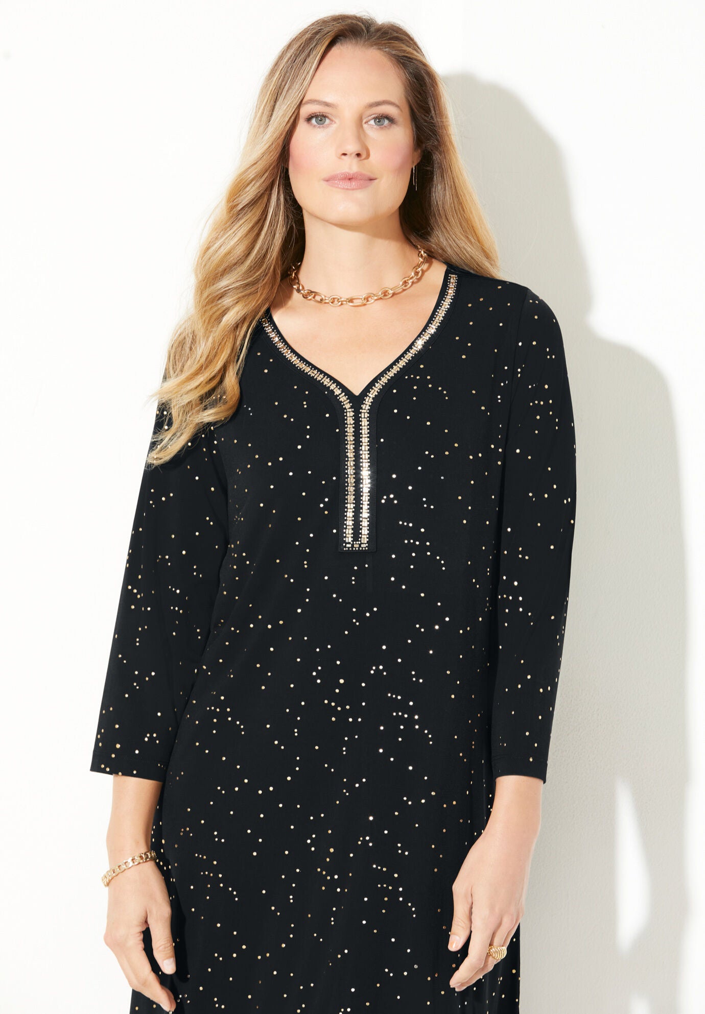 Metallic Dot Shark-Bite Dress, , alternate image number 3