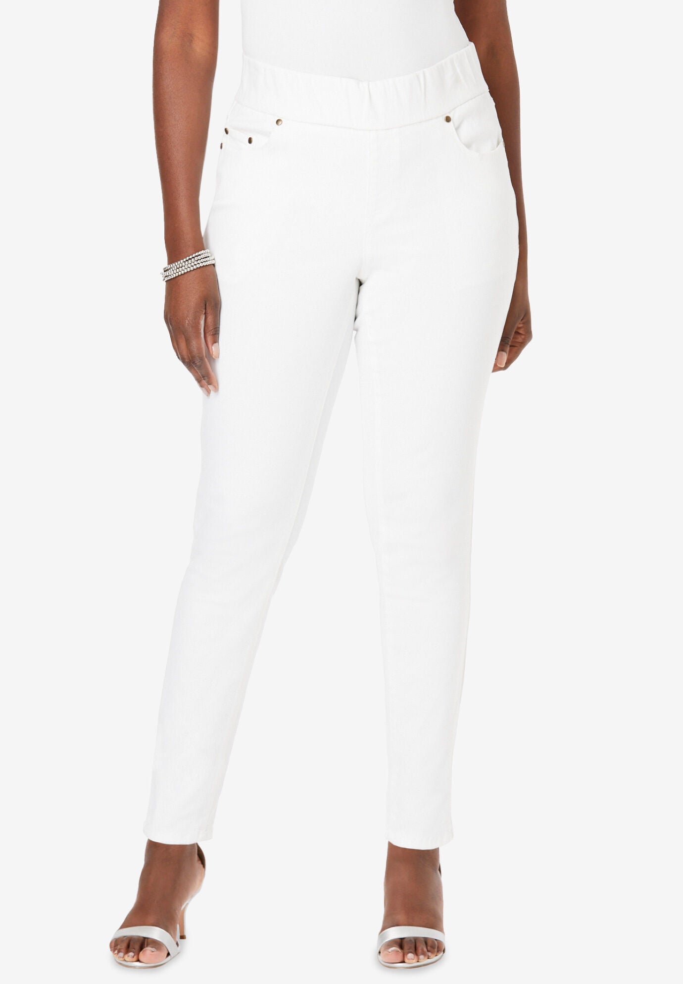 Comfort Waist Stretch Denim Skinny Jean, WHITE, hi-res image number 0