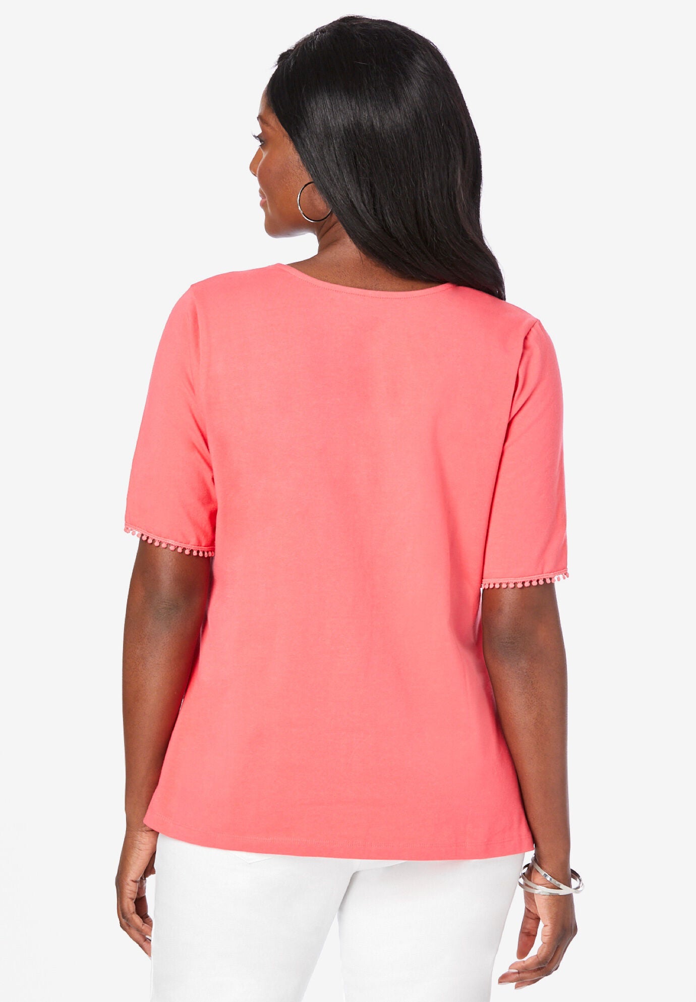 Square Neck Crochet Tee, , on-hover image number 1