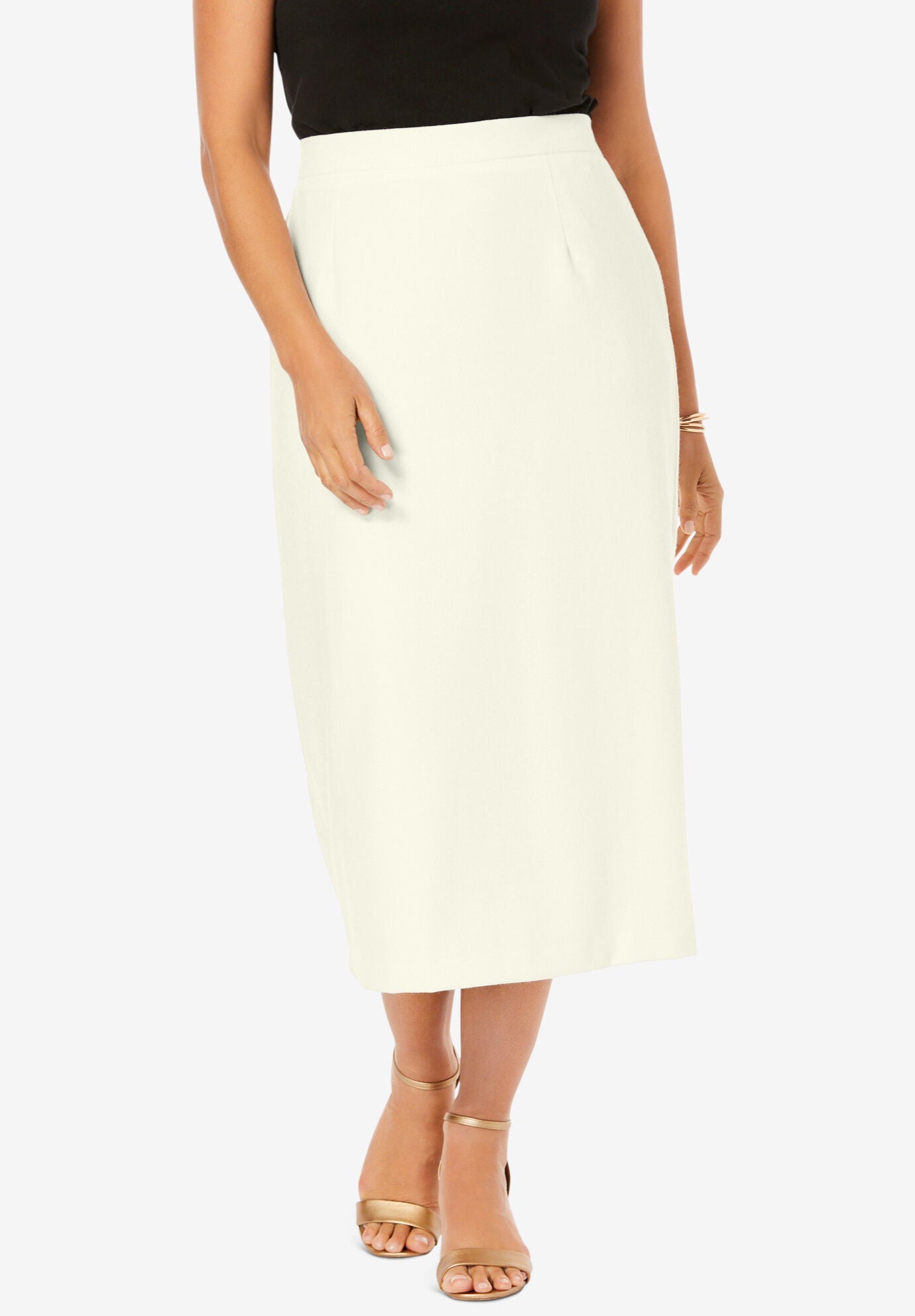 Wool-Blend Midi Skirt, IVORY, hi-res image number 0