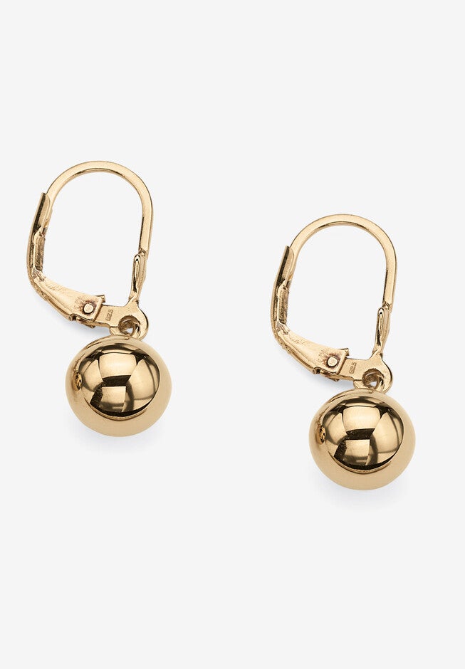 Yellow Gold over Sterling Silver Ball Drop Drop Earrings (23x7.5mm), , on-hover image number 1