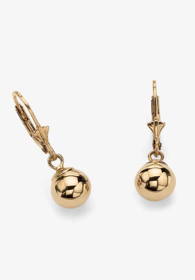 Yellow Gold over Sterling Silver Ball Drop Drop Earrings (23x7.5mm), GOLD, hi-res image number 0