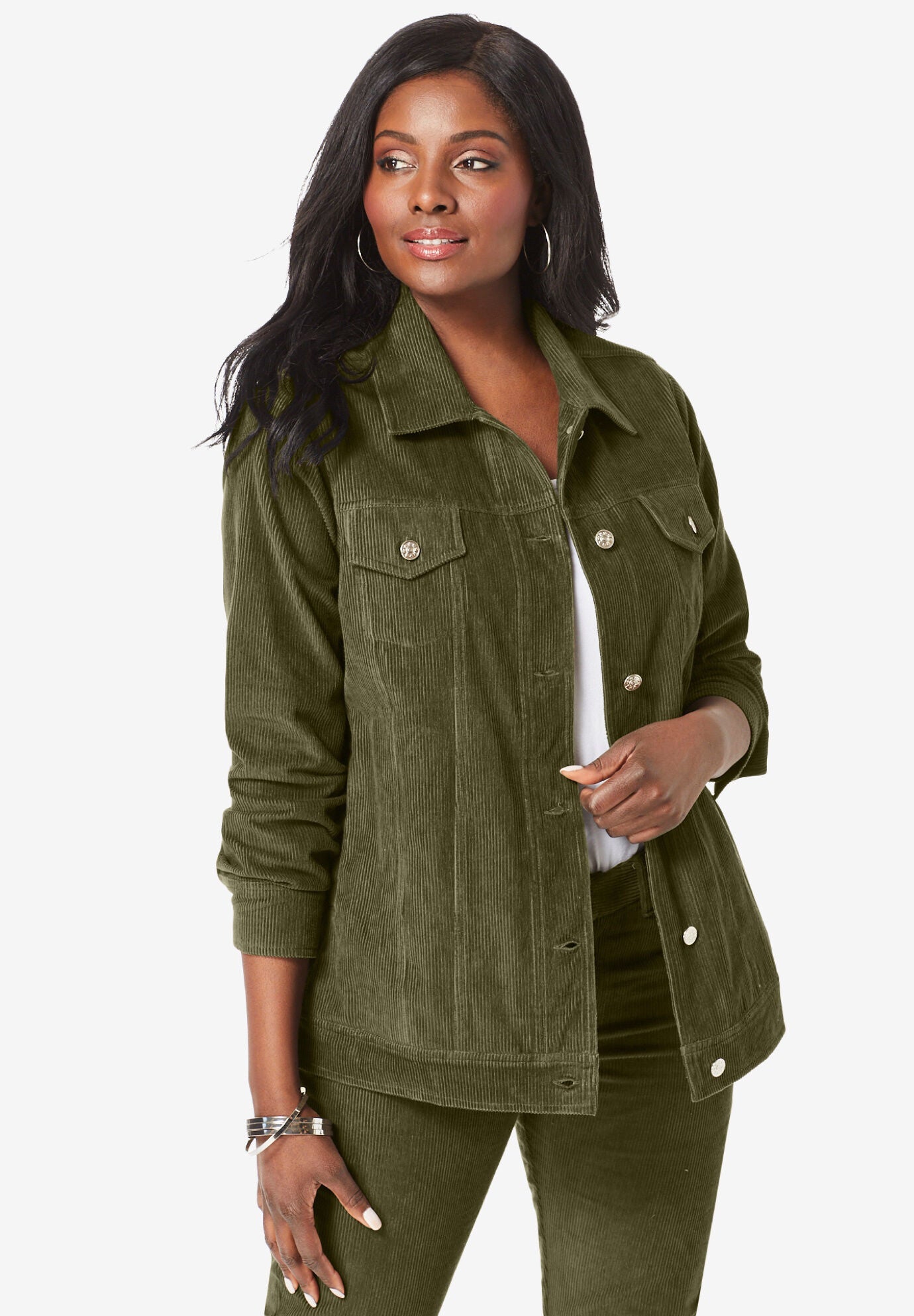 Classic Corduroy Jacket, DARK OLIVE GREEN, hi-res image number 0