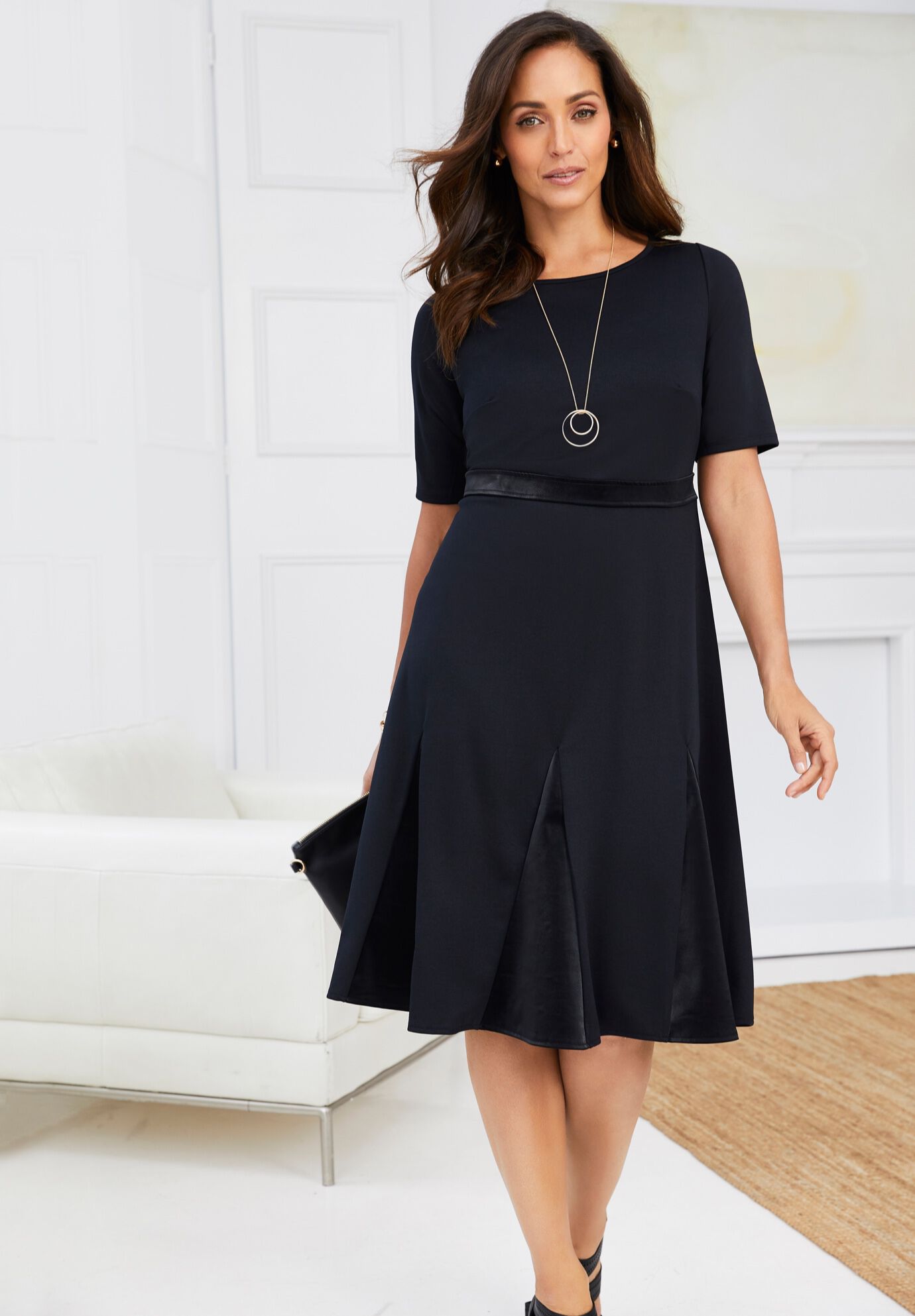 Ponte Fit & Flare Dress, , alternate image number 3