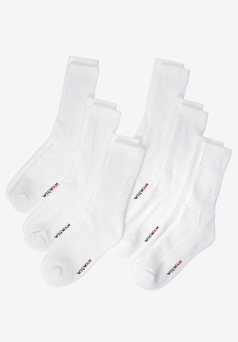 Wigwam® 6-Pack Athletic White Crew Socks, WHITE, hi-res image number null
