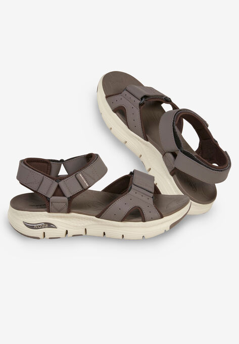 Skechers Arch Fit® Adjustable Strap Leather Sandal, BROWN, hi-res image number null